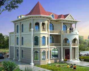 私家别墅定制设计AT1760三层漂亮简欧别墅全套建筑图纸16.5mX15.4m