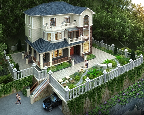 四川文先生三层美式乡村私家别墅带庭院景观设计效果欣赏