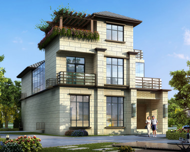 新亚洲风格三层带内庭院漂亮别墅设计全套施工图纸10.5mX18m