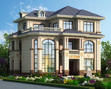  2019新款带庭院欧式三层复式漂亮别墅设计图纸12.6mX10m