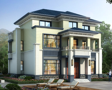 清新优雅海派风格二层半私家别墅设计全套图纸12mX11m